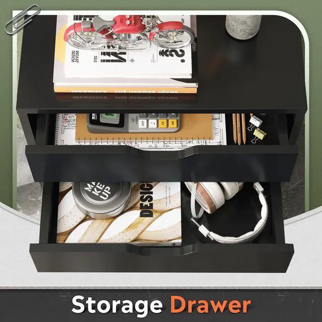 Alt view image 4 of 7 - 5-Drawer Filing Cabinet, Under Desk file Cabinet, Black | Wood, Office Storage Cabinet, Printer Stand with Wheels, Drawer Chest, Home Office
