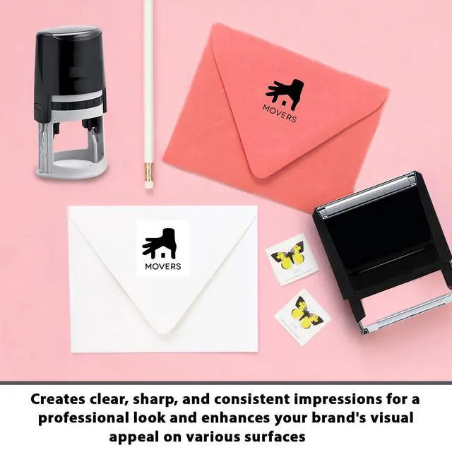 Alt view image 4 of 7 - Choose Size - Logo Stamp | Custom Stamp | Personalized Business Stamp | Business Logo Stamp | Business Logo Personalized Stamp or Image Small Large Medium Round Custom Stamps Self Inking