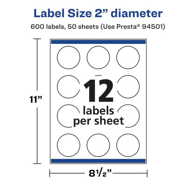 Alt view image 5 of 7 - ® Matte White Round Labels, Sure Feed® Technology, 2" Diameter, 600 Matte White Printable Labels