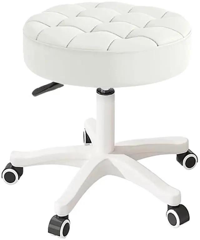 Main image of Small Chair Round Rolling Stool with Wheels PU Leather Height Adjustable Swivel Drafting Work SPA Salon Stools Home Office Chair