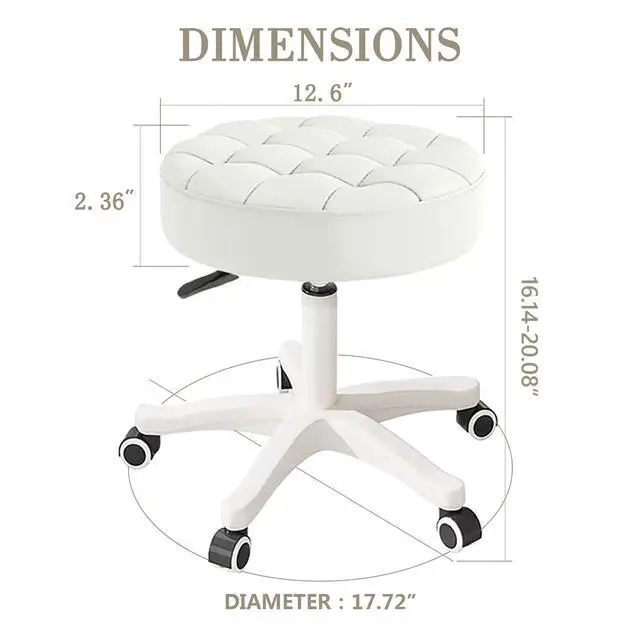 Alt view image 2 of 7 - Small Chair Round Rolling Stool with Wheels PU Leather Height Adjustable Swivel Drafting Work SPA Salon Stools Home Office Chair,4 Pack