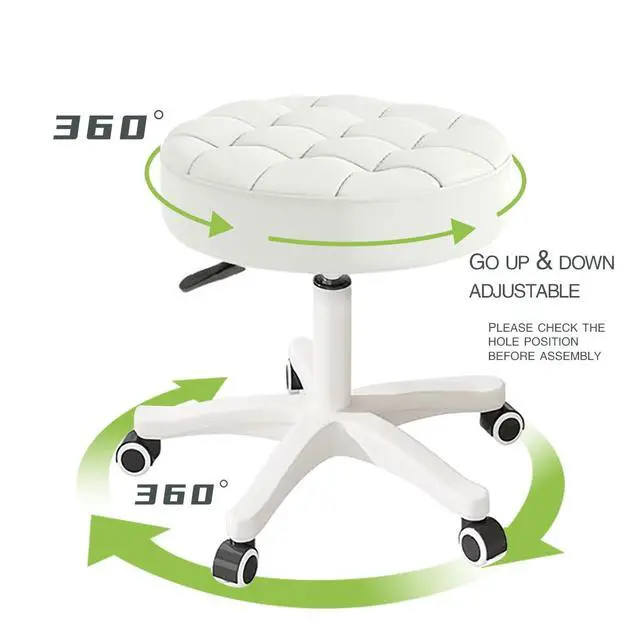 Alt view image 3 of 7 - Small Chair Round Rolling Stool with Wheels PU Leather Height Adjustable Swivel Drafting Work SPA Salon Stools Home Office Chair,4 Pack