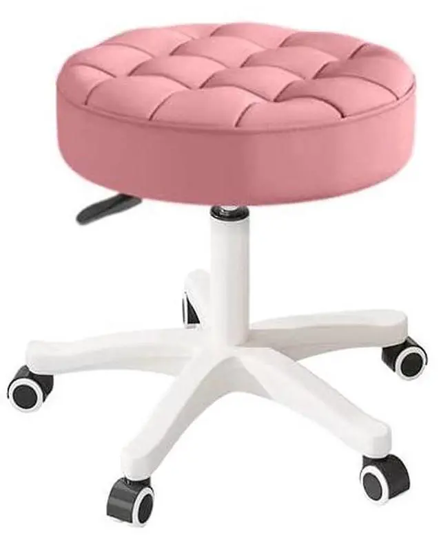 Main image of Small Chair Round Rolling Stool with Wheels PU Leather Height Adjustable Swivel Drafting Work SPA Salon Stools Home Office Chair