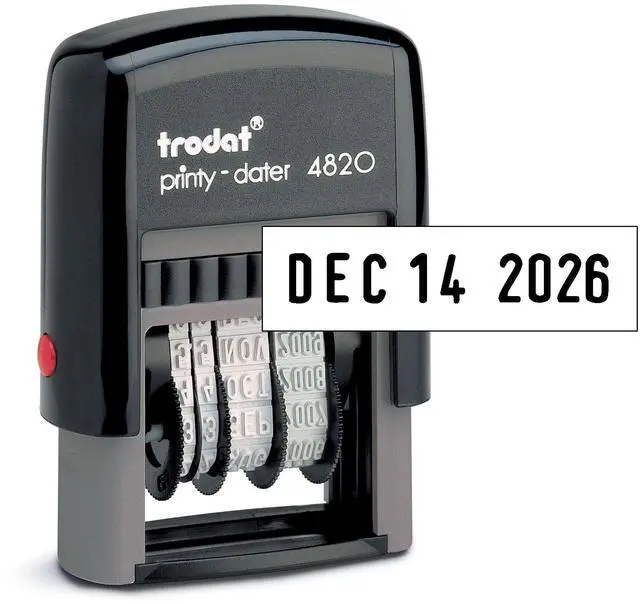 Main image of Printy 4820 Date Stamp, Self-Inking Stamp for Professional and Personal Applications, 3/8 x 1-¼, Eco-Friendly Climate Neutral Product (Black)