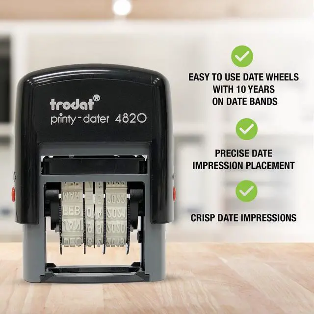Alt view image 4 of 6 - Printy 4820 Date Stamp, Self-Inking Stamp for Professional and Personal Applications, 3/8 x 1-¼, Eco-Friendly Climate Neutral Product (Black)