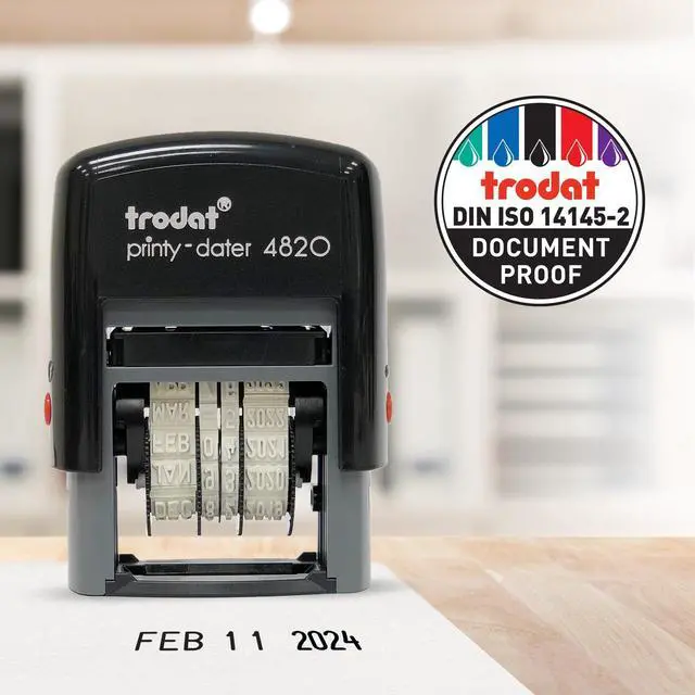 Alt view image 6 of 6 - Printy 4820 Date Stamp, Self-Inking Stamp for Professional and Personal Applications, 3/8 x 1-¼, Eco-Friendly Climate Neutral Product (Black)