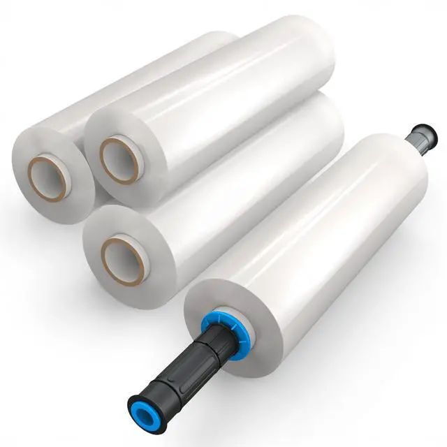 Main image of 4 Rolls x 15" x 900 FT x Clear Heavy Duty Plastic Stretch Wrap Shrink Film for Shipping Packaging Moving Packing Trucking Logistics - Thicker Extra Durable Film - Wrap Holder Included