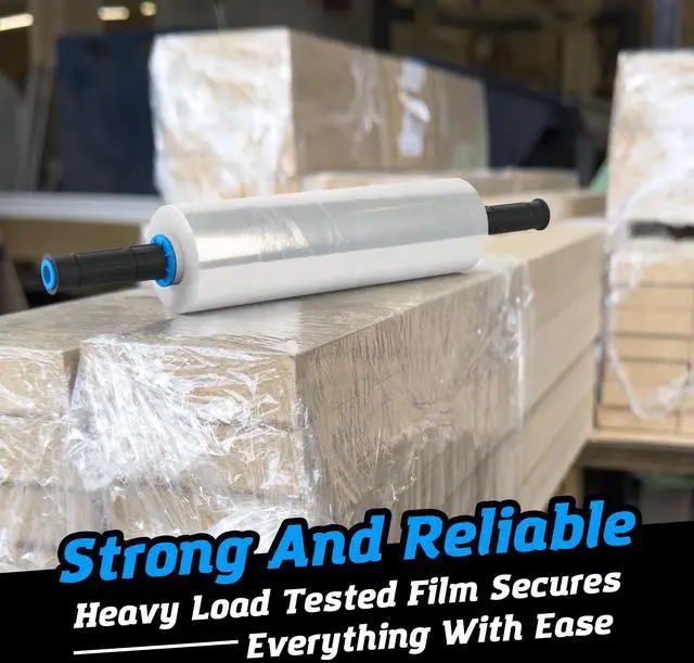 Alt view image 6 of 6 - 2 Rolls x 15" x 900 FT x Clear Heavy Duty Plastic Stretch Wrap Shrink Film for Shipping Packaging Moving Packing Trucking Logistics - Thicker Extra Durable Film - Wrap Holder Included
