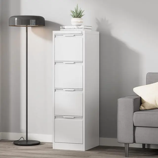 Alt view image 2 of 6 - Metal File Cabinet with Lock, 4 Drawer Filing Cabinet for Home Office, Locking Vertical Filing Cabinet for A4/F4/Lagel/Letter Assembly Required (White, 4 Drawer)