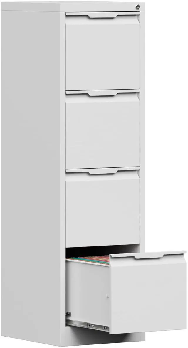 Main image of Metal File Cabinet with Lock, 4 Drawer Filing Cabinet for Home Office, Locking Vertical Filing Cabinet for A4/F4/Lagel/Letter Assembly Required (White, 4 Drawer)