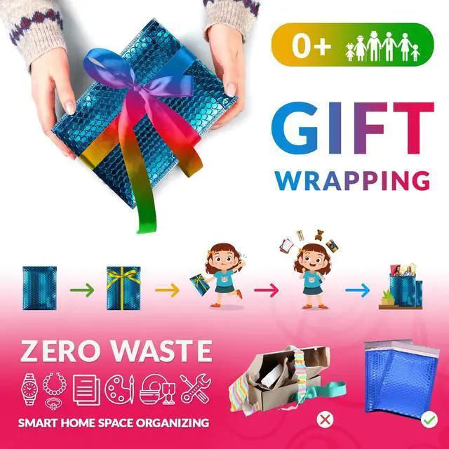 Alt view image 7 of 7 - Metallic Bubble Mailers, Blue 6.5 x 10.5 Inch Self Seal Padded Envelopes, Pack of 250 Bubble Packaging Envelopes for Shipping and Mailing