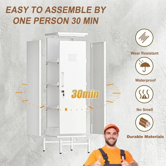 Alt view image 7 of 7 - 47.24" White Lockable Small Metal Storage Locker | 1 Door & 3 Adjustable Shelves, Steel Cabinet for Employees, Home, School, Office & Gym