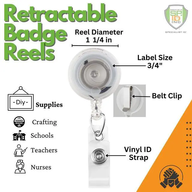 Alt view image 2 of 6 - Bulk 100 Pack - Premium Retractable ID & Key-Card Badge Reels with Secure Metal Belt Clip and 34 Pull by