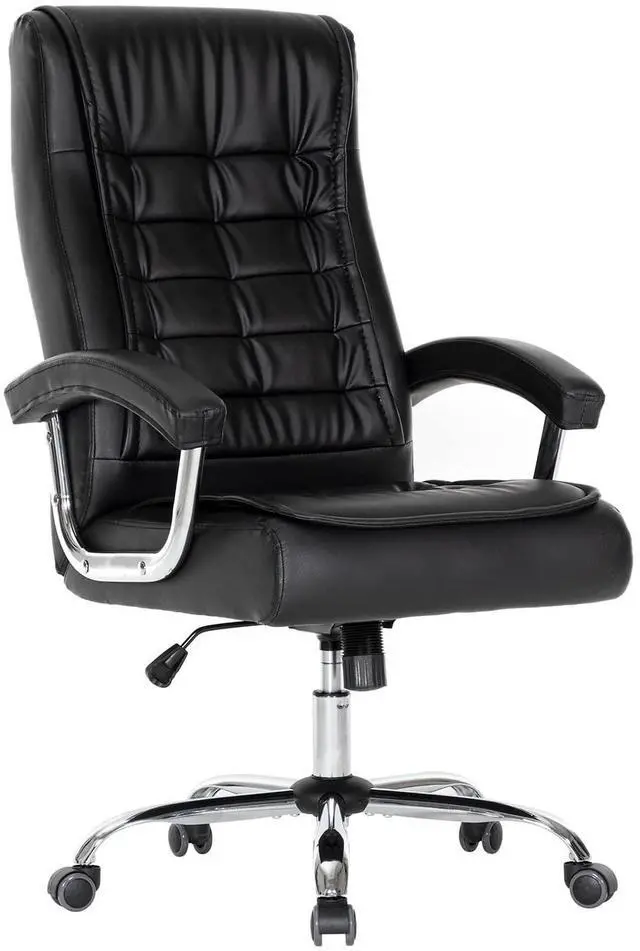 Main image of Executive Office Chair Adjustable Leather Chair, High Back Swivel Office Desk Chair with Padded, Armrest 350lbs Load-Bearing Spring Seat Computer Desk Chair for Home Office, Black