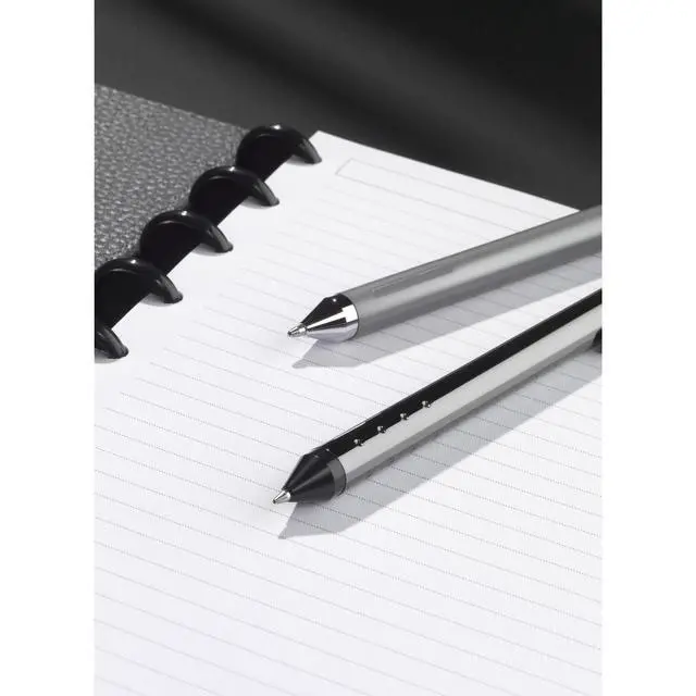 Alt view image 5 of 5 - ® Fine Writing Solid Metal Barrel Ballpoint Pen With 2 Refills, Medium Point, 1.0 mm, Silver Barrel, Assorted Ink Colors