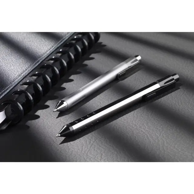 Alt view image 4 of 5 - ® Fine Writing Solid Metal Barrel Ballpoint Pen With 2 Refills, Medium Point, 1.0 mm, Silver Barrel, Assorted Ink Colors