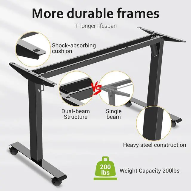 Alt view image 7 of 7 - Electric Standing Desk Adjustable Height, 71 x 28 Inch Sit Stand up Desk with Large Mouse Pad, Double Metal Hook,4 Wheels,4 Memory Preset Heights Home Office Computer Desk,Black