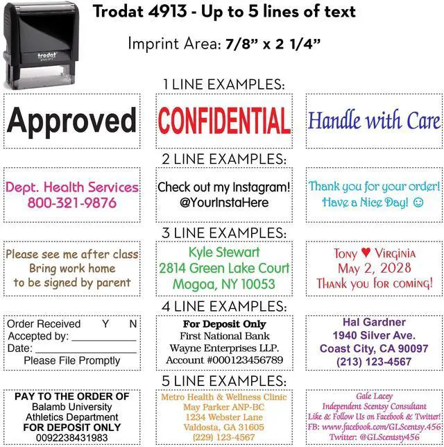 Alt view image 5 of 7 - Trodat 4913 Return Address Stamp - Custom Text Stamp - Choose from Many Fonts & 15 Ink Colors!