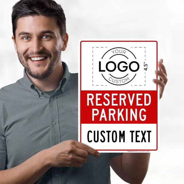 Alt view image 2 of 7 - Custom No Parking Sign, Custom Reserved Parking Signs for Business, 10x14 Inches, Rust Free.040 Aluminum, Fade Resistant, Made in USA by (Corner Holes)