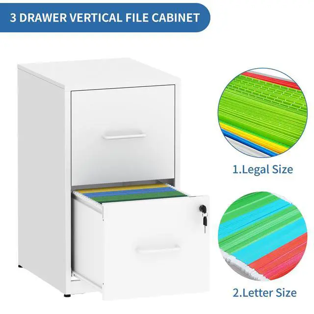 Alt view image 5 of 6 - 2 Drawer File Cabinet with Lock,Metal File Cabinet for Home Office | White Vertical Filing Cabinets Heavy Duty Office Storage Cabinets for Letter/Legal/A4/F4 Size File, Assembly Required