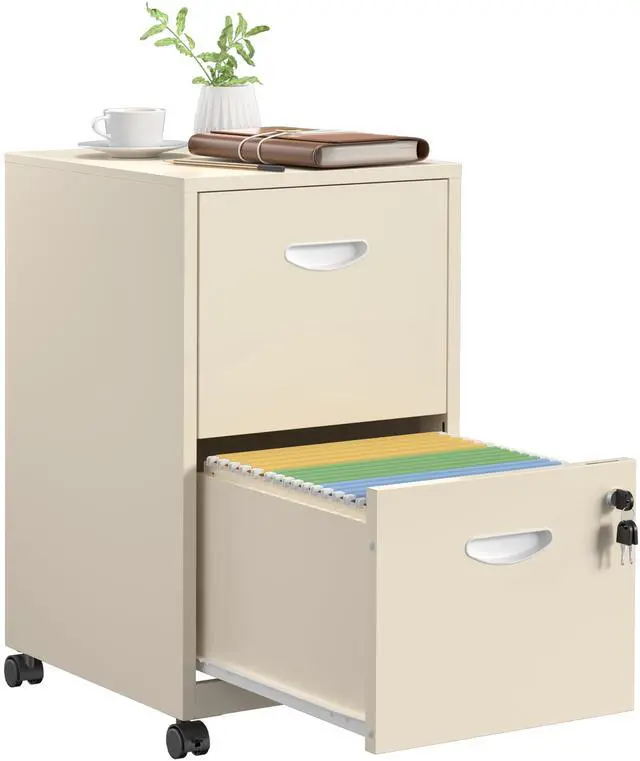 Main image of 2 Drawer File Cabinet,Metal Mobile File Cabinet with Lock Cream | Filing Cabinet with Wheel,Vertical File Cabinet for Home Office,Under Desk Rolling File Cabinets for Hanging Letter/A4