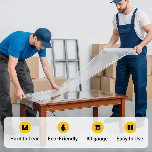 Alt view image 4 of 7 - Industrial Stretch Wrap, 18" x 1500', 90 Gauge 34 Microns, Up to 1000% Stretch, Clear Heavy Duty Self-Adhering Plastic Film for Pallet Packing Moving Shipping Box of 4 Rolls
