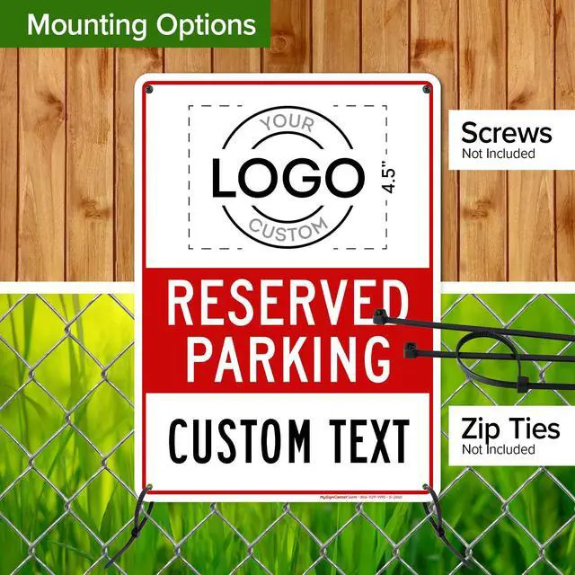 Alt view image 5 of 7 - Custom No Parking Sign, Custom Reserved Parking Signs for Business, 10x14 Inches, Rust Free.040 Aluminum, Fade Resistant, Made in USA by (Corner Holes)