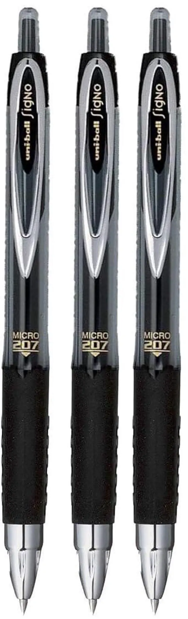 Main image of Signo 207 Roller Ball Retractable Gel Pens, Micro Point (0.5mm), Black Ink, 3 Count