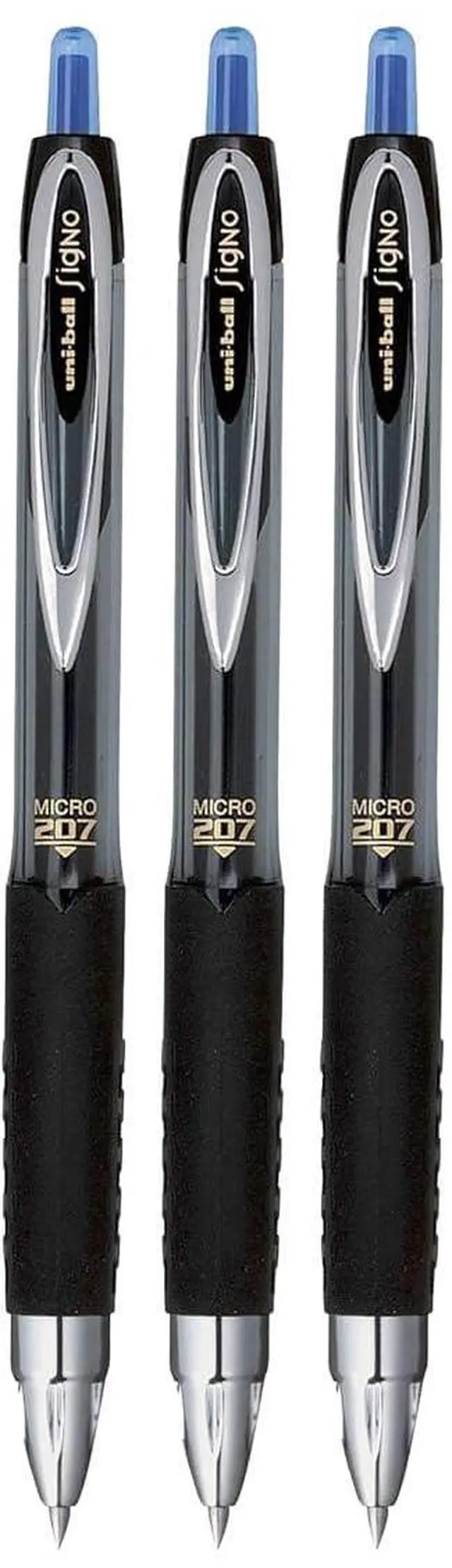 Main image of Signo 207 Roller Ball Retractable Gel Pens, Micro Point (0.5mm), Blue Ink, 3 Count