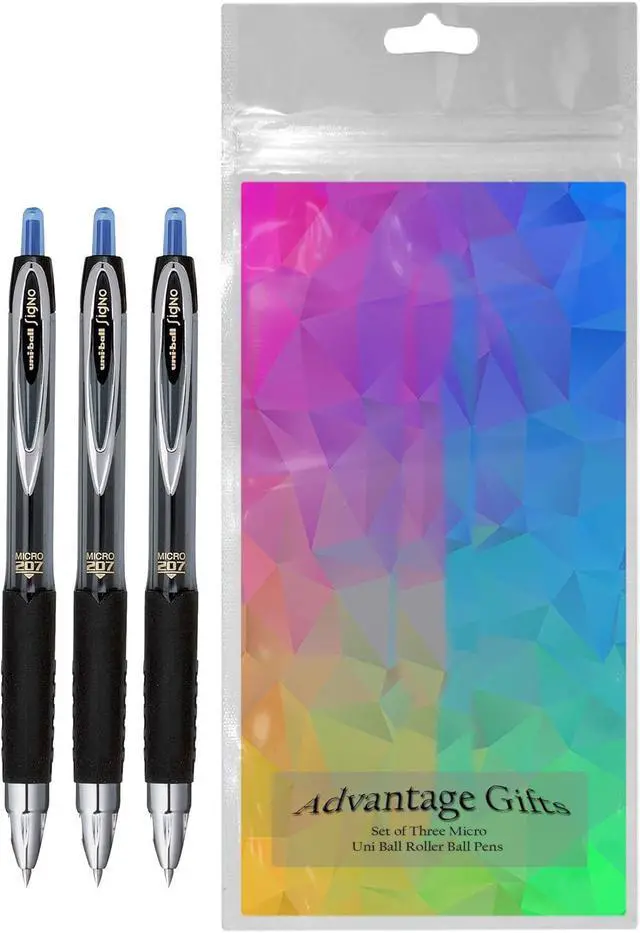 Alt view image 2 of 5 - Signo 207 Roller Ball Retractable Gel Pens, Micro Point (0.5mm), Blue Ink, 3 Count