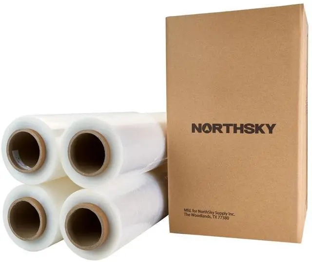 Alt view image 2 of 7 - Industrial Stretch Wrap, 18" x 1500', 90 Gauge 34 Microns, Up to 1000% Stretch, Clear Heavy Duty Self-Adhering Plastic Film for Pallet Packing Moving Shipping Box of 4 Rolls