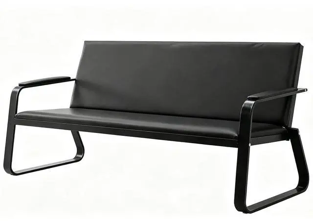 Main image of 3-Seat Waiting Room Bench with Armrest PU Leather Office Waiting Room Furniture, Office Guest Seating Lobby Conference Reception Chair for Airport Clinic Hospital