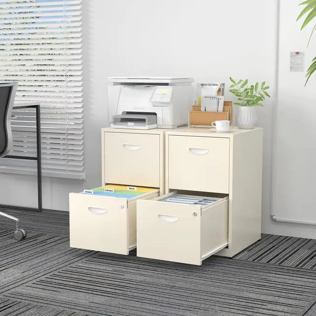 Alt view image 3 of 7 - 2 Drawer File Cabinets,Metal Office File Cabinet with Lock,Cream | Filing Cabinets for Home Office,Vertical Modern File Cabinet Office Two Drawers for Hanging Letter,Assembly Required