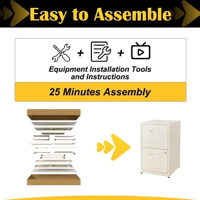 Alt view image 4 of 7 - 2 Drawer File Cabinets,Metal Office File Cabinet with Lock,Cream | Filing Cabinets for Home Office,Vertical Modern File Cabinet Office Two Drawers for Hanging Letter,Assembly Required
