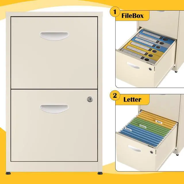 Alt view image 6 of 7 - 2 Drawer File Cabinets,Metal Office File Cabinet with Lock,Cream | Filing Cabinets for Home Office,Vertical Modern File Cabinet Office Two Drawers for Hanging Letter,Assembly Required