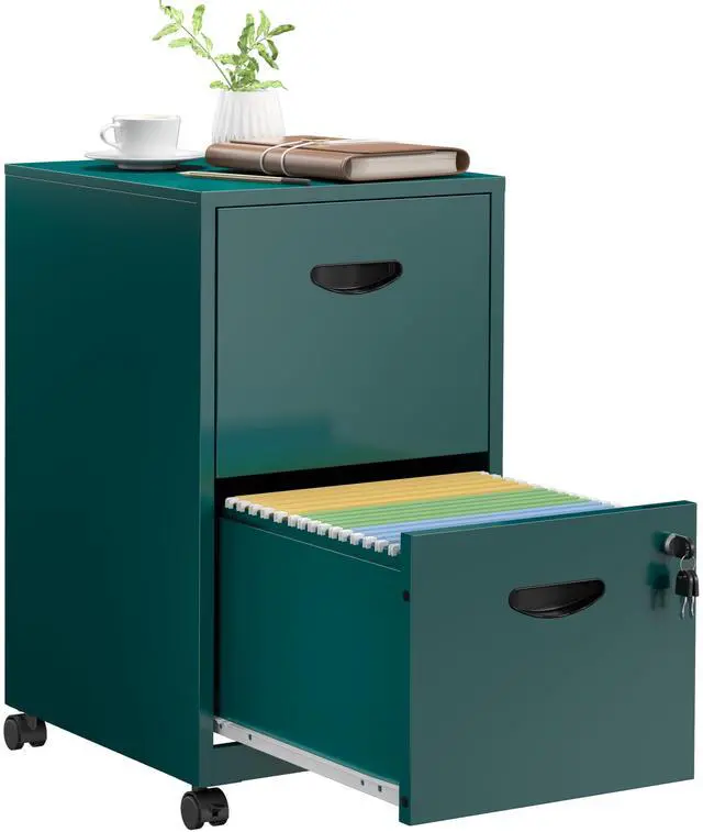 Main image of 2 Drawer File Cabinet,Metal Mobile File Cabinet with Lock Green | Filing Cabinet with Wheel,Vertical File Cabinet for Home Office,Under Desk Rolling File Cabinets for Hanging Letter/A4