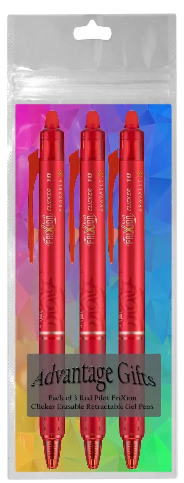 Alt view image 3 of 7 - FriXion Clicker Retractable Erasable Gel Pen, Red, Bold Point, 3-pk;