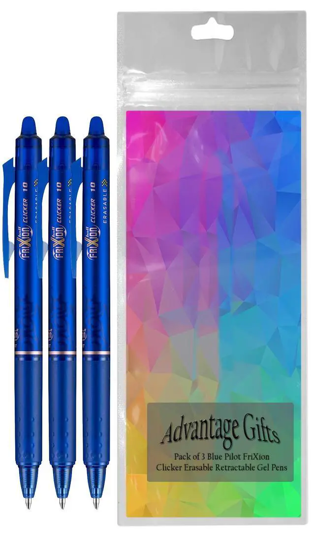 Alt view image 2 of 7 - FriXion Clicker Retractable Erasable Gel Pen, Blue, Bold Point, 3-pk;