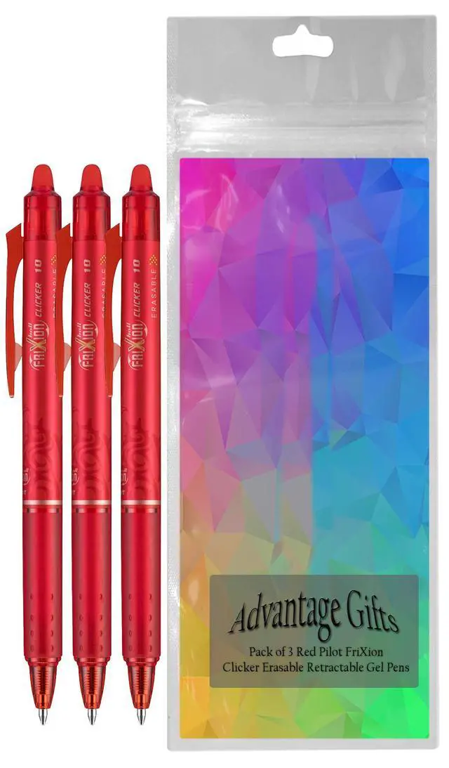 Alt view image 2 of 7 - FriXion Clicker Retractable Erasable Gel Pen, Red, Bold Point, 3-pk;