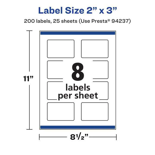 Alt view image 5 of 7 - ® Matte White Removable Rectangle Labels, Sure Feed® Technology, Print-to-The-Edge, 2" x 3", 200 Removable Labels, Laser/Inkjet Printable