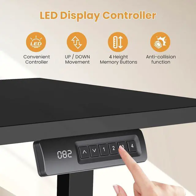 Alt view image 4 of 7 - 63 L Shaped Standing Desk with Charging Station,Supports Left and Right Swapping,Electric Height Adjustable Corner Stand Up Desk.Free Hook, Lockable Wheels,Mouse Pad,Black