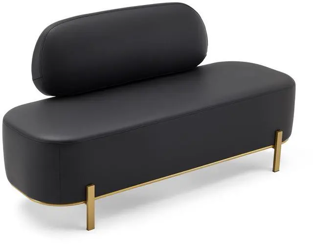 Main image of Waiting Room Bench with Back, 55.1" Office Guest Chair, Faux Leather Upholstered Reception Seating, Lobby Bench for Beauty Salon Barbershop Airport Bank Hall Room Conference