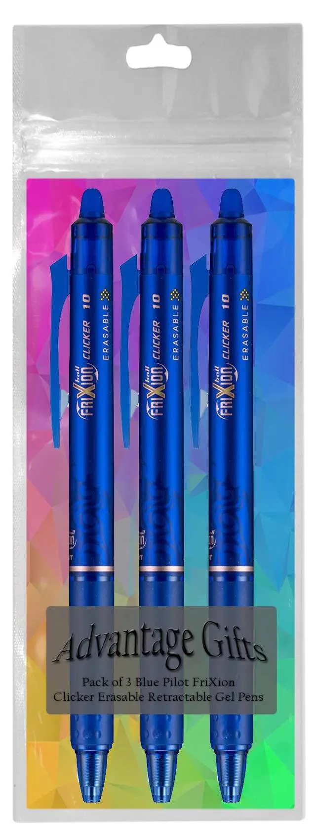 Alt view image 3 of 7 - FriXion Clicker Retractable Erasable Gel Pen, Blue, Bold Point, 3-pk;