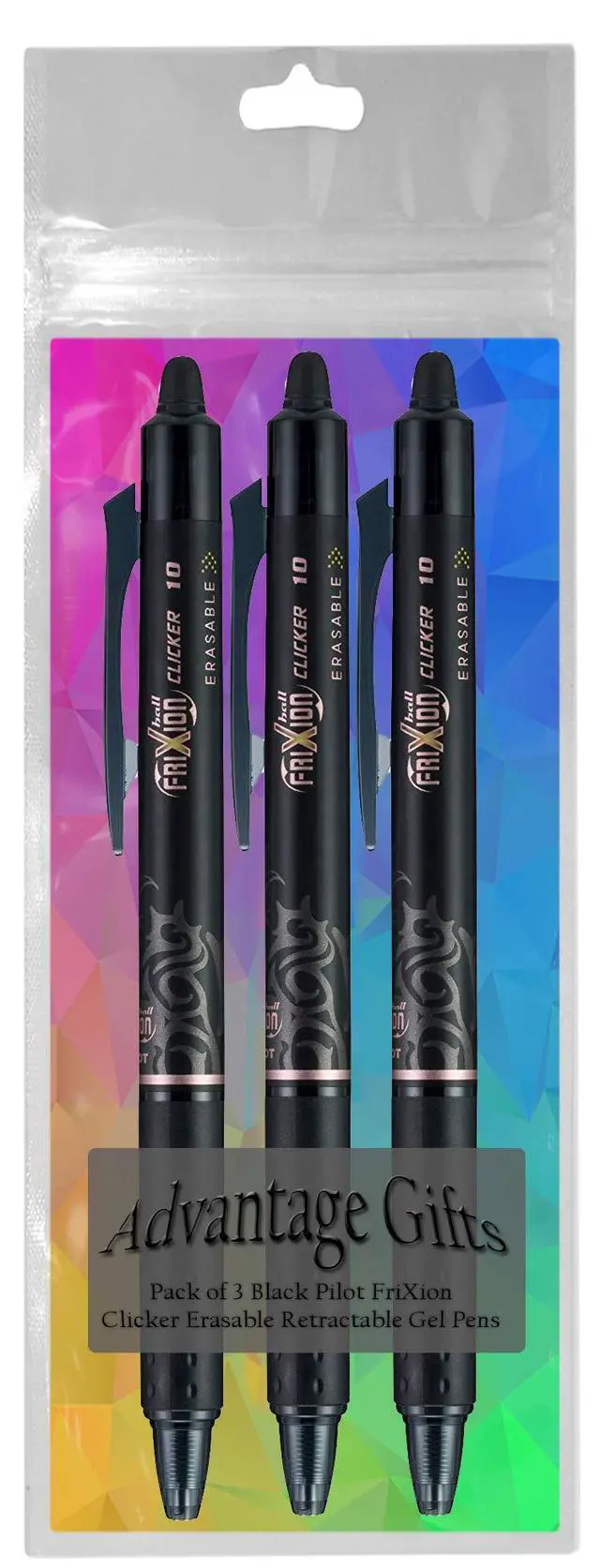 Alt view image 3 of 7 - FriXion Clicker Retractable Erasable Gel Pen, Black, Bold Point, 3-pk;