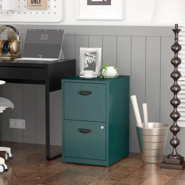 Alt view image 2 of 6 - 2 Drawer File Cabinet,Metal Office File Cabinet with Lock,Green | Filing Cabinets for Home Office,Vertical Modern File Cabinet Office Two Drawers for Hanging Letter,Assembly Required