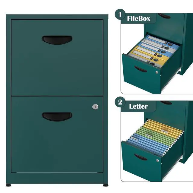 Alt view image 6 of 6 - 2 Drawer File Cabinet,Metal Office File Cabinet with Lock,Green | Filing Cabinets for Home Office,Vertical Modern File Cabinet Office Two Drawers for Hanging Letter,Assembly Required