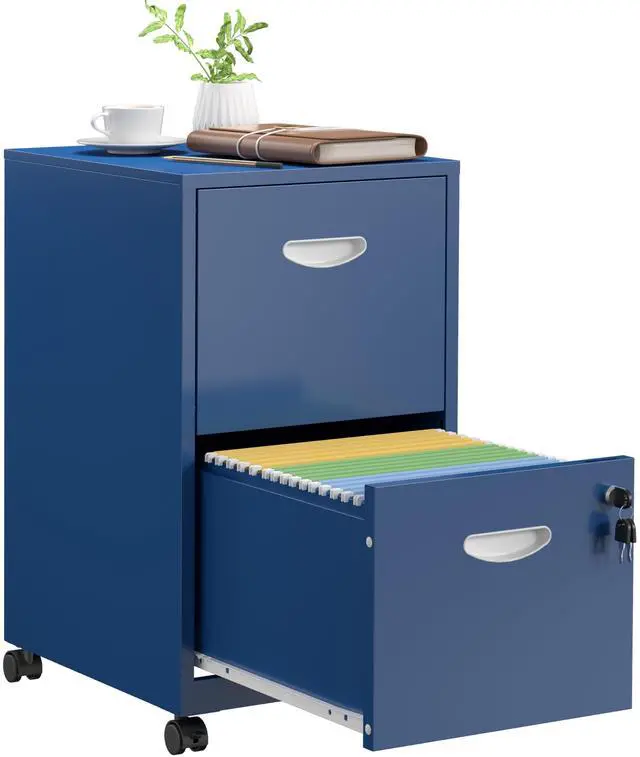 Main image of 2 Drawer File Cabinet,Metal Mobile File Cabinet with Lock Blue | Filing Cabinet with Wheel,Vertical File Cabinet for Home Office,Under Desk Rolling File Cabinets for Hanging Letter/A4