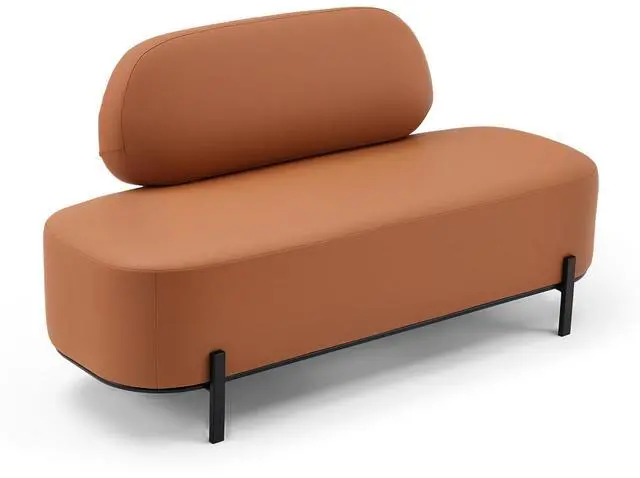 Main image of Waiting Room Bench with Back, 55.1" Office Guest Chair, Faux Leather Upholstered Reception Seating, Lobby Bench for Beauty Salon Barbershop Airport Bank Hall Room Conference