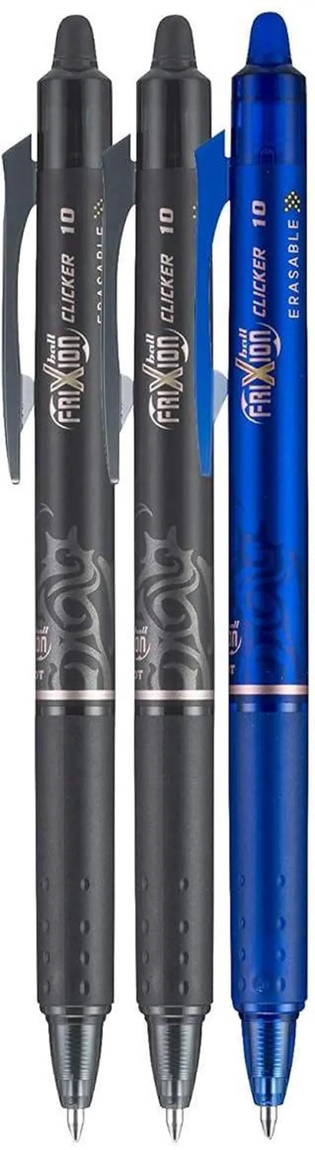 Main image of FriXion Clicker Retractable Erasable Gel Pen, Black/Blue, Bold Point, 3-pk;