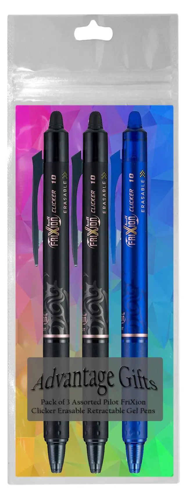 Alt view image 3 of 7 - FriXion Clicker Retractable Erasable Gel Pen, Black/Blue, Bold Point, 3-pk;